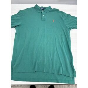 Polo Ralph Lauren Polo Shirt Men's XL Green Orange Pony Short Sleeve Cotton